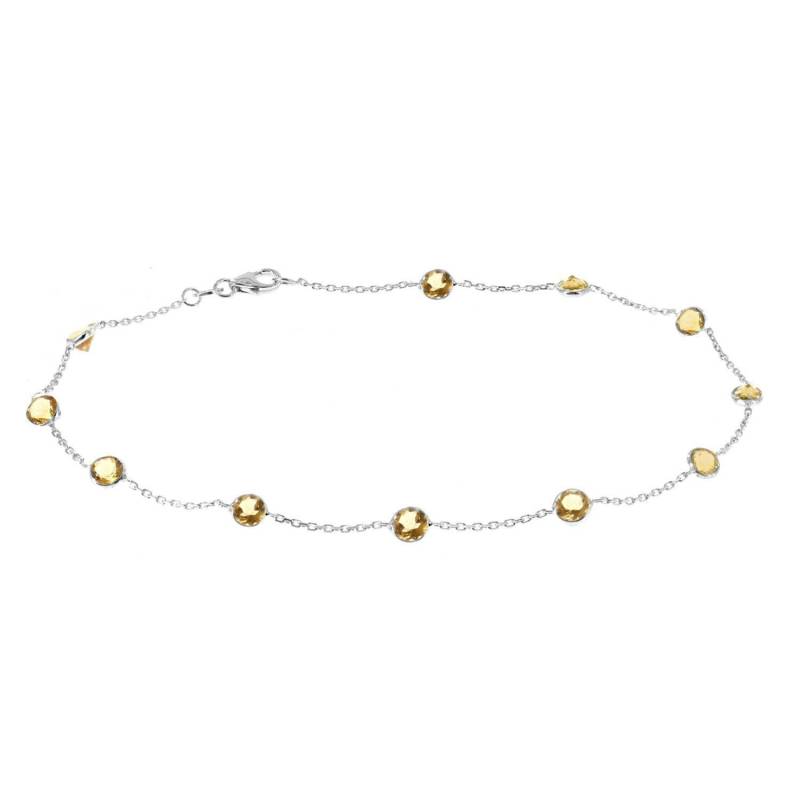 14K Weißgold Handgemachte Station Fußkettchen Mit Citrin Edelsteinen Bulk-Lager 9 - 11 Zoll von MarkMadisonJewelry