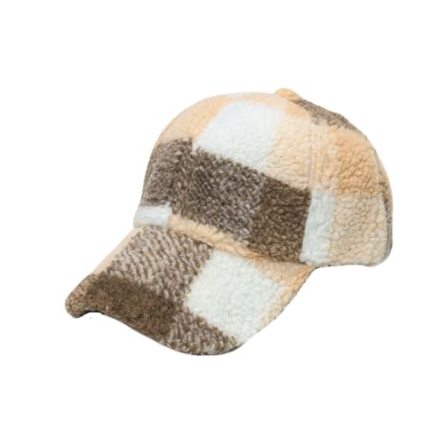 MarkMark Baseballmütze Mützen Caps Kapp Winter Warm Check Baseball Cap Faux Lamb Wool Teddy Fleece Adjustable Outdoor Cap YZ10223 (Ivory) von MarkMark