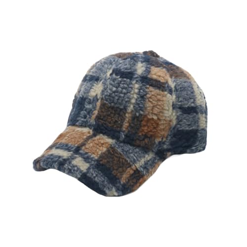 MarkMark Baseballmütze Mützen Caps Kapp Winter Warm Check Baseball Cap Faux Lamb Wool Teddy Fleece Adjustable Outdoor Cap YZ10223 (Navy) von MarkMark