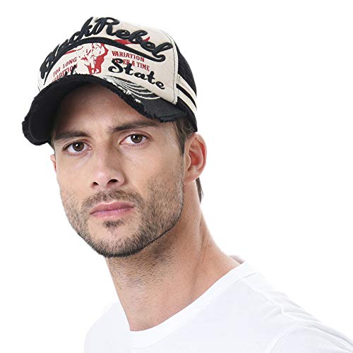 MarkMark Baseballmütze Mützen Caps Kappe Vintage Baseball Cap Meshed Distressed Trucker Hat KR1252 (Black) von MarkMark