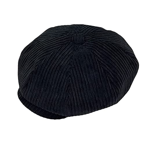 MarkMark Cord Baker Boy Cap Einfache einfarbige Barett Baumwolle Ivy Newsboy Hat LDG1465, Schwarz , 58 von MarkMark