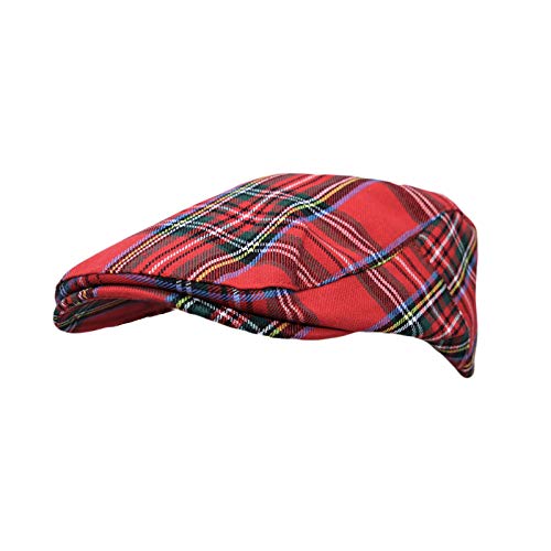 MarkMark Schlägermütze Golfermütze Schiebermütze Newsboy Flat Cap Tartan Check Plaid Outdoors Beret Hat YZ30078 (Red) von MarkMark