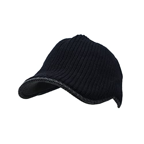 MarkMark Winter Visor Knit Beanie Mütze Warm Chunky Skull Cap DW31369, Schwarz , L von MarkMark