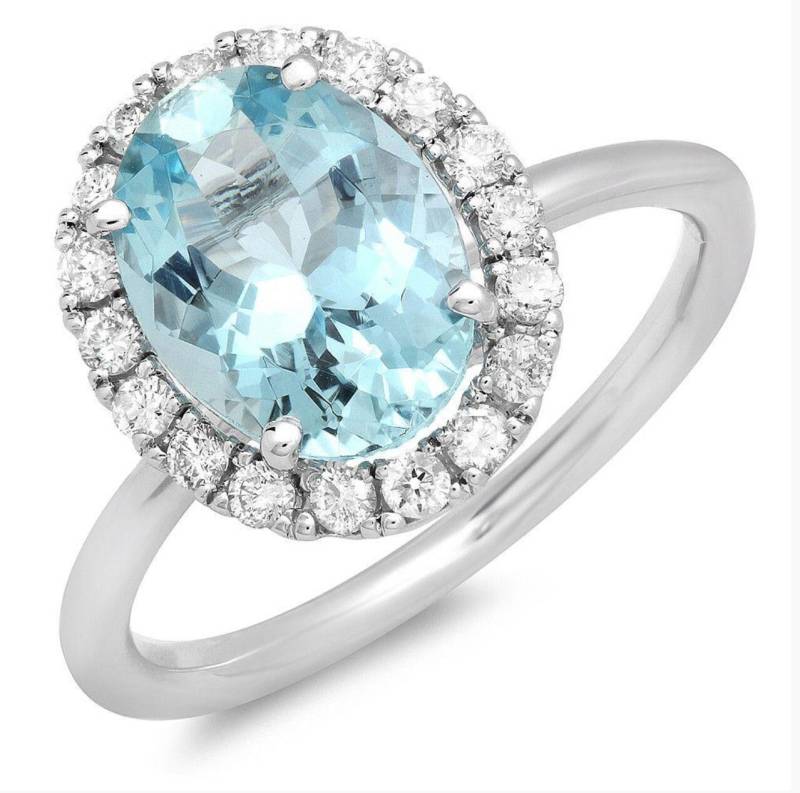 Aquamarin Verlobungsring - Weißgold Ehering Ring März Stein Versprechen von MarkWayneInc