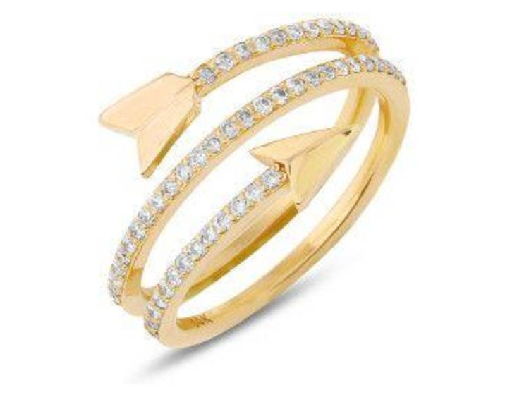 Diamantpfeilring Aus 14K Gold/.33Ct Naturdiamantring Maßgefertigter Ring Moderner | Labdiamanten Auf Anfrage Erhältlich von MarkWayneInc