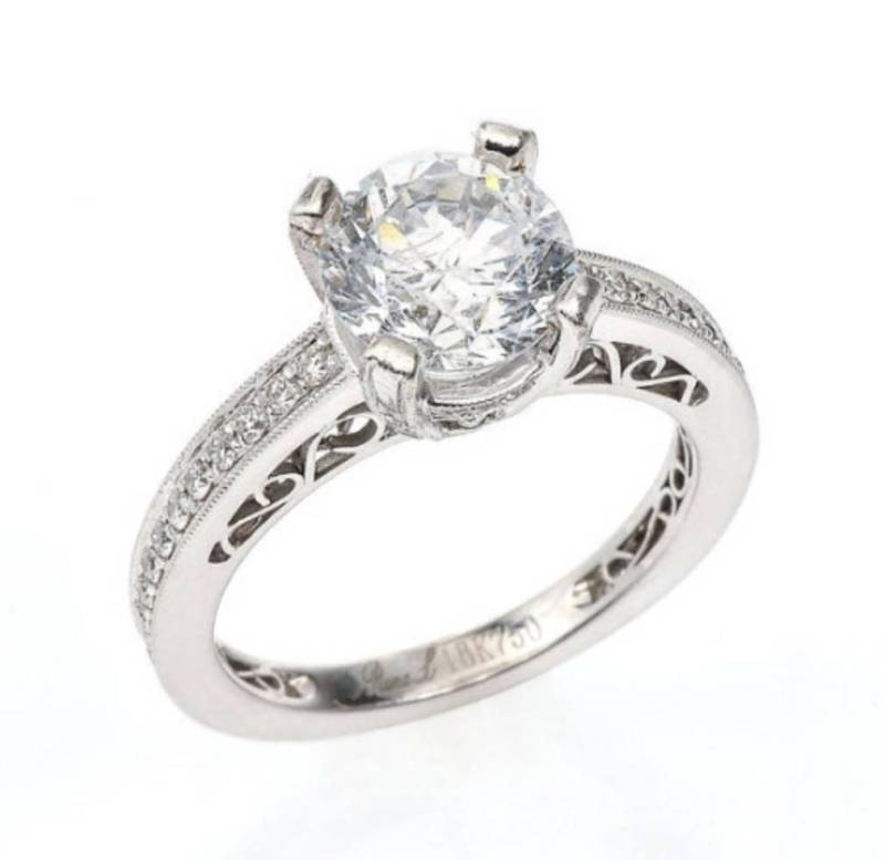 Moissanite Verlobungsring Aus 14K Weißgold/2.00Ct Rundschliff Ring Forever Brilliant | Lab Diamanten Auf Anfrage Verfügbar von MarkWayneInc