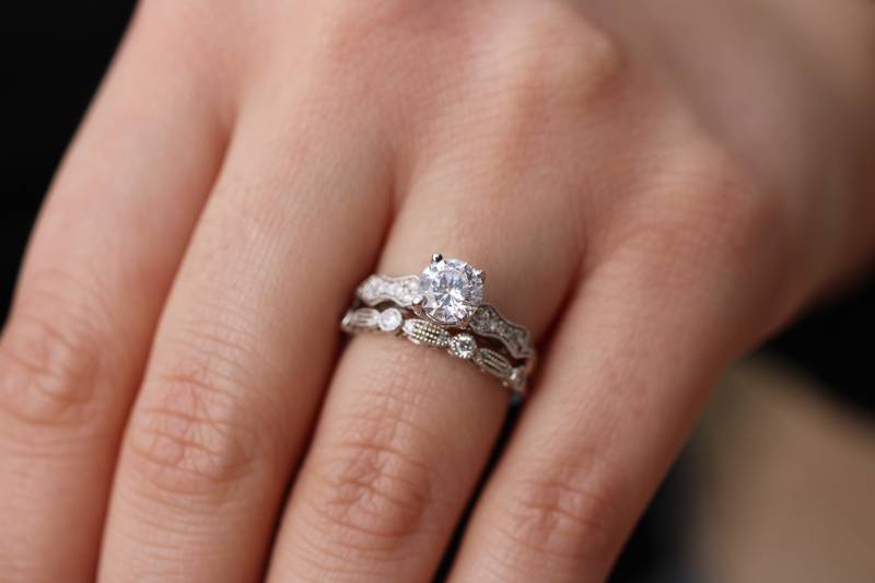 Moissanite Verlobungsring Set in 14K Weißgold/.75Ct Für Immer Brillanter Ring 6 Mm Rundschliff Braut Sie Hochzeitsset von MarkWayneInc