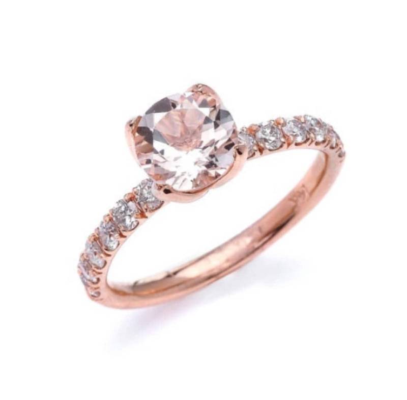 Morganit Diamant Verlobungsring - Roségold Ehering Tulpe Ring Versprechen von MarkWayneInc