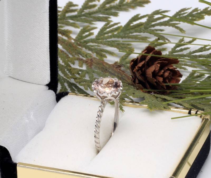Morganit Verlobungsring - Tulpenfassung Weißgold Ring 14K Versprechen Morganit Verlobungsring - Tulpenfassung Weißgold Ring 14K Versprechen von MarkWayneInc