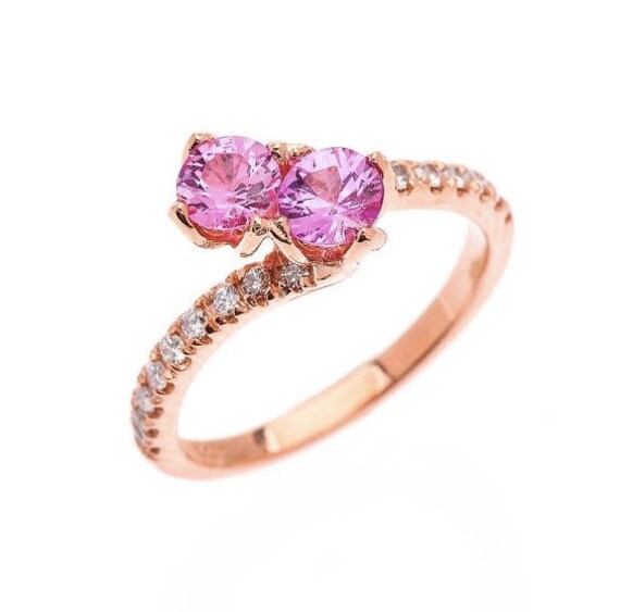 Rosa Saphir Verlobungsring - 14K Ehering Tulip Settingring Für Sie von MarkWayneInc