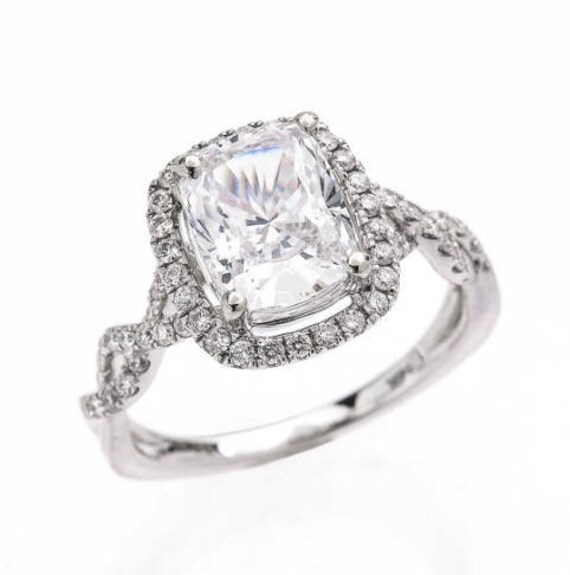 Weißer Topas Verlobungsring - 14K Weißgold Ehering Kissenschliff Ring Geburtsstein von MarkWayneInc