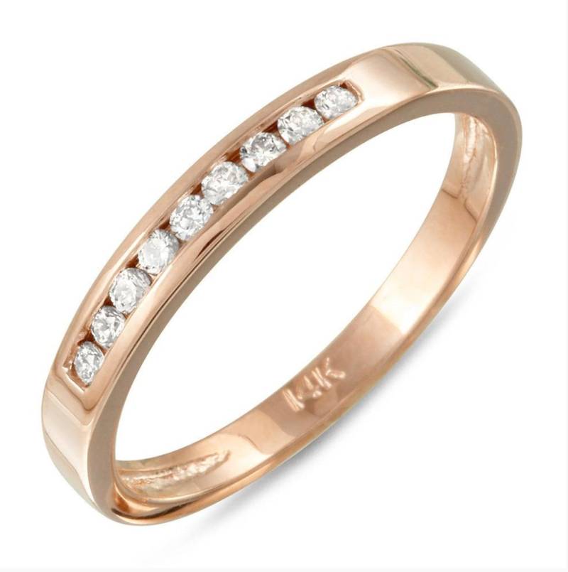 stapelbarer Gold - Und Diamantring Aus 14K Gold/Jubiläumsband Ehering 14 Karat Naturdiamantring Unisex-Ring April-Geburtssteinring von MarkWayneInc