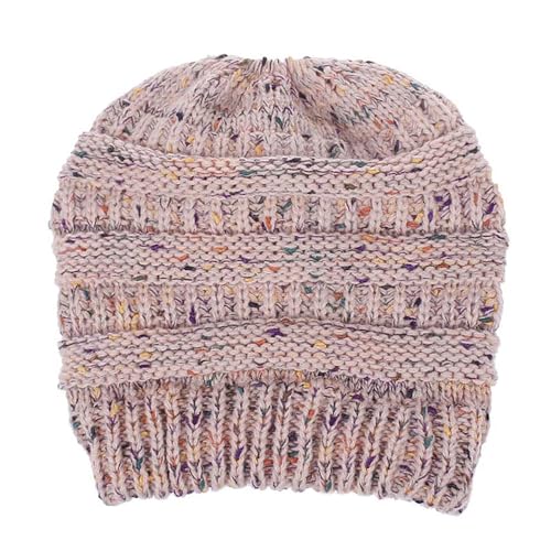 Markcur Pferdeschwanz Strickmütze Wintermütze Warme Beanie Hut Rosa von Markcur