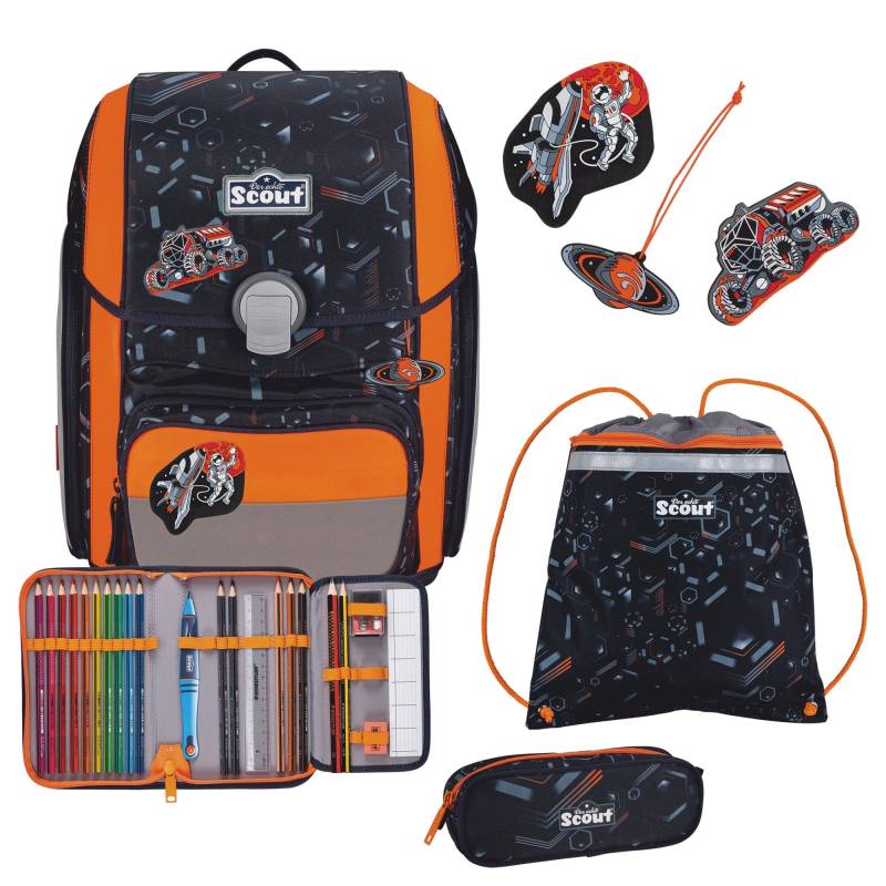 Scout Genius DIN - Schulranzen Set 4 tlg. mit Turnbeutel (Space Data) von Markenkoffer DE