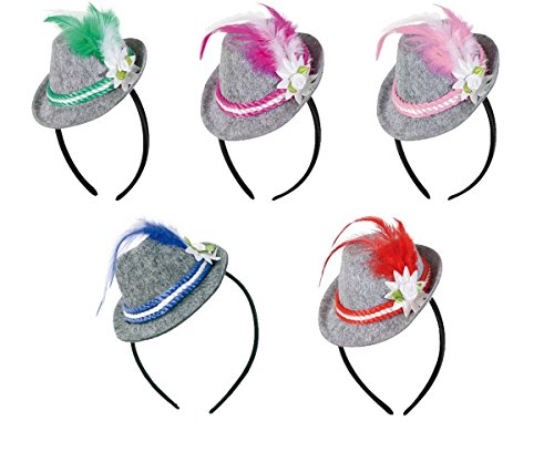 Bayern Haarreif Bavaria, Mini-Hut mit Feder, in 3 Farben, Trachtenut *NEU bei Pibivibi (rot) von Markenlos