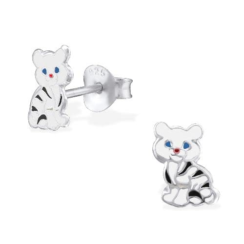 Kinder Mädchen Ohrstecker Kinderschmuck Katze Kätzchen 925er Silber Ohrringe von Markenlos