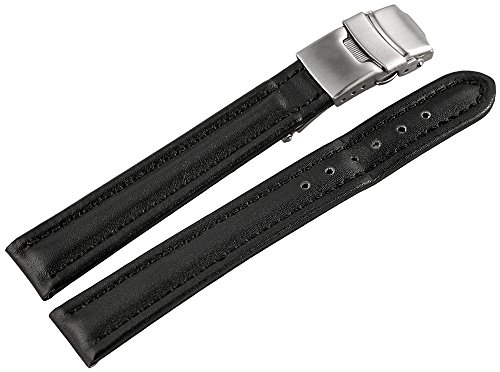 Leder Uhrenarmband Uhrenband Uhrband Ersatzband Armband schwarz Nahtfarbe schwarz 816210100016 Stegbreite 16 mm von Markenlos