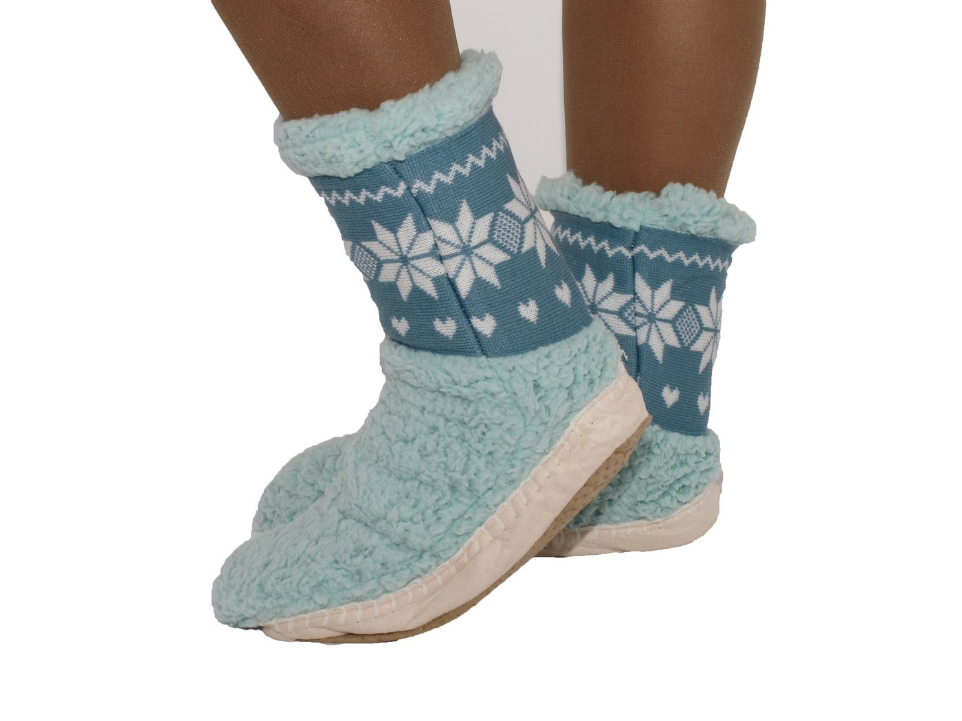 Markenwarenshop-Style Haussocken Hüttensocken Hausschuhe mit Sohle Motiv Schneeflocke Mähmäh 35-38 von Markenwarenshop-Style