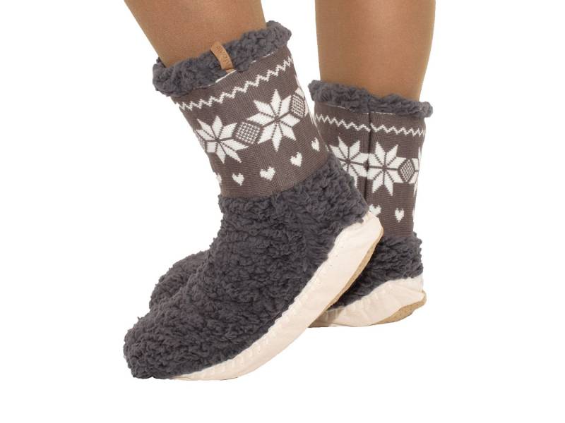 Markenwarenshop-Style Haussocken Hüttensocken Hausschuhe mit Sohle Motiv Schneeflocke Mähmäh 35-38 von Markenwarenshop-Style
