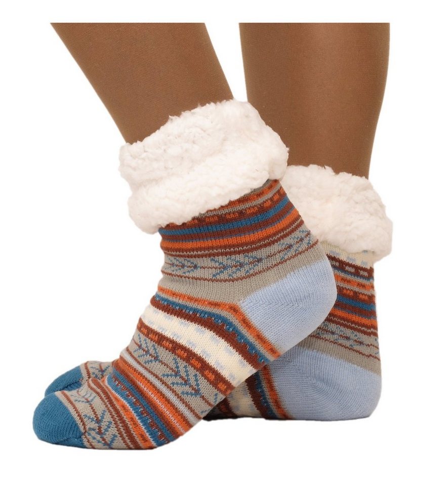 Markenwarenshop-Style Haussocken Hüttensocken Hüttenschuhe Hausschuhe India Style ABS Teddy 35-42 von Markenwarenshop-Style
