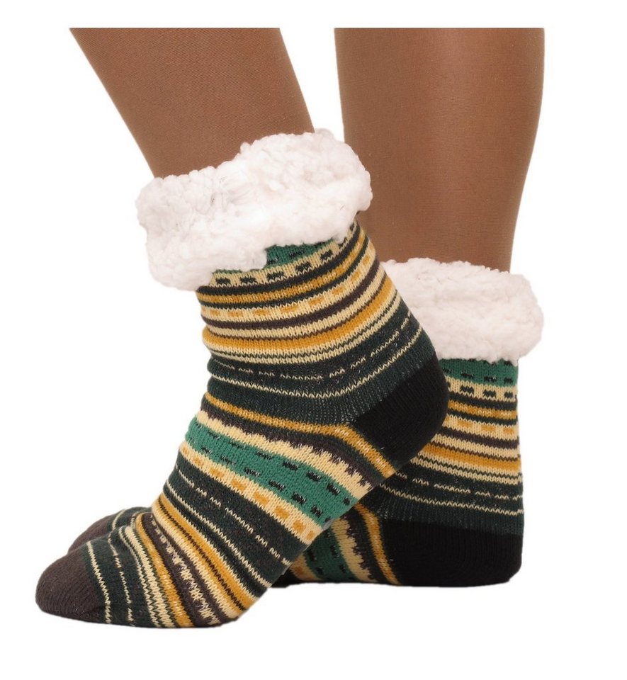 Markenwarenshop-Style Haussocken Hüttensocken Hüttenschuhe Hausschuhe India Style ABS Teddy 35-42 von Markenwarenshop-Style
