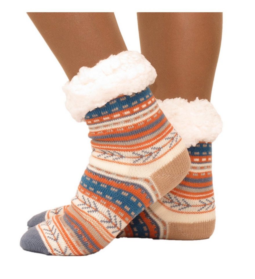 Markenwarenshop-Style Haussocken Hüttensocken Hüttenschuhe Hausschuhe India Style ABS Teddy 35-42 von Markenwarenshop-Style