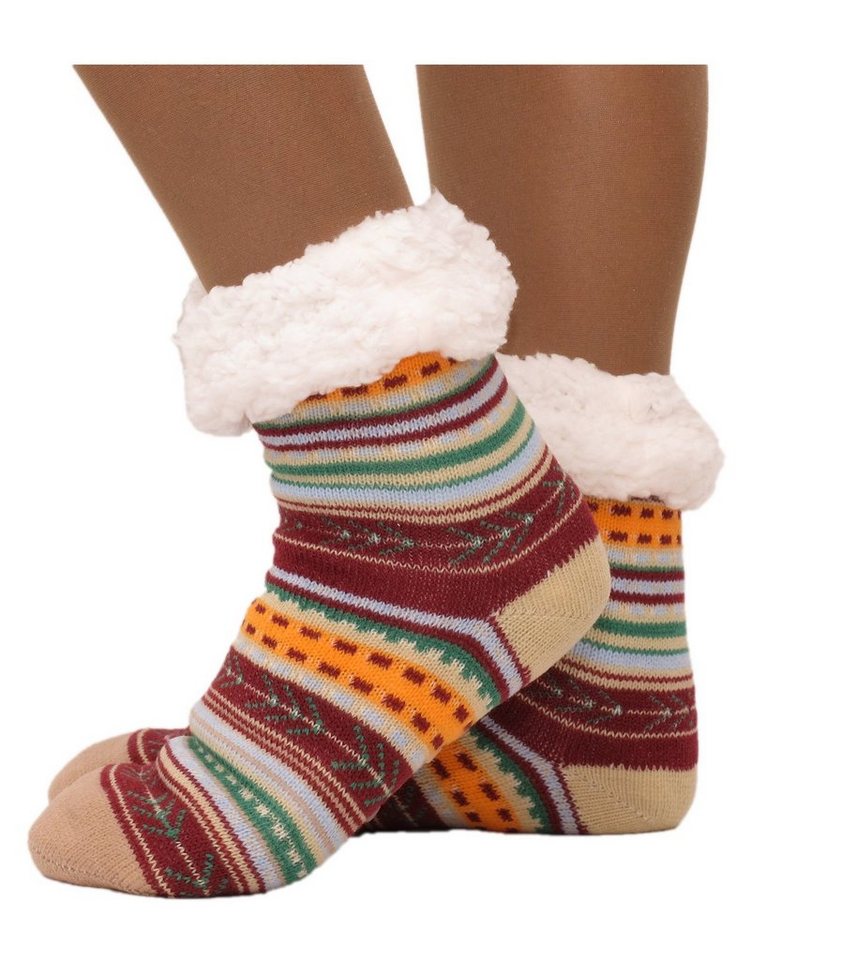 Markenwarenshop-Style Haussocken Hüttensocken Hüttenschuhe Hausschuhe India Style ABS Teddy 35-42 von Markenwarenshop-Style
