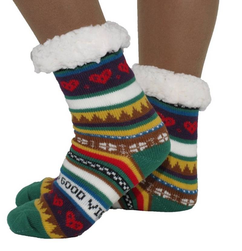 Markenwarenshop-Style Kuschelsocken Damen Hüttensocken Haussocken Socken HIPPIE ABS Teddy Gr.35-42 Farbe: von Markenwarenshop-Style