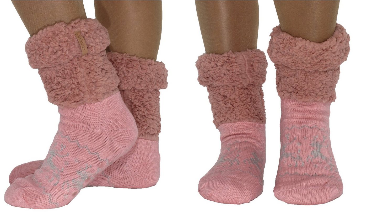 Markenwarenshop-Style Kuschelsocken Damen Hüttensocken Hüttenschuhe Hausschuhe ABS Teddy Gr.35-42 Farbe: von Markenwarenshop-Style
