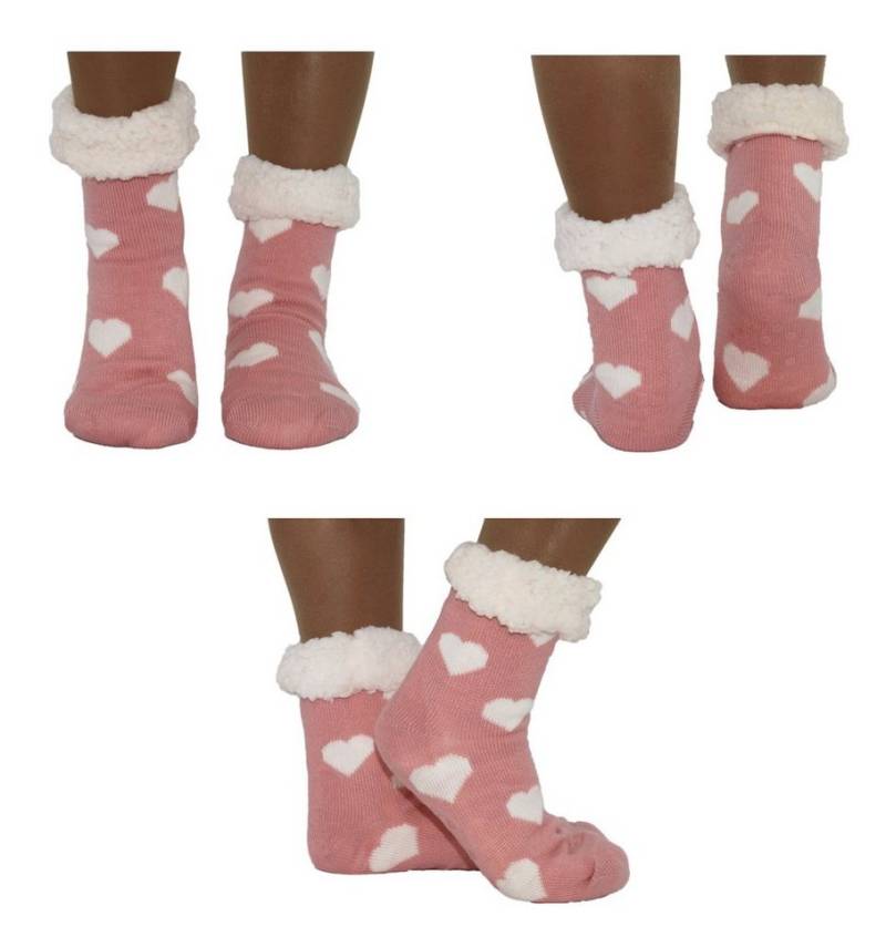 Markenwarenshop-Style Socken Hüttensocken Hüttenschuhe Socken mit Herzen Farbe: altrosa_411 von Markenwarenshop-Style