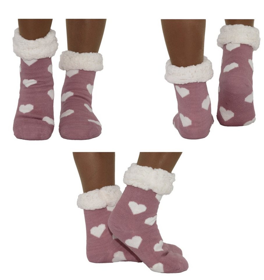 Markenwarenshop-Style Socken Hüttensocken Hüttenschuhe Socken mit Herzen Farbe: beere_412 von Markenwarenshop-Style