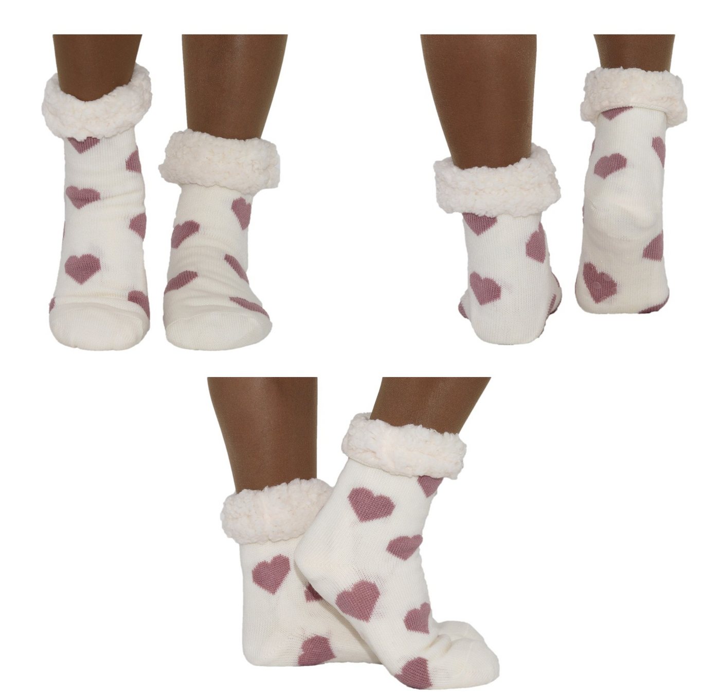 Markenwarenshop-Style Socken Hüttensocken Hüttenschuhe Socken mit Herzen Farbe: weiß_415 von Markenwarenshop-Style