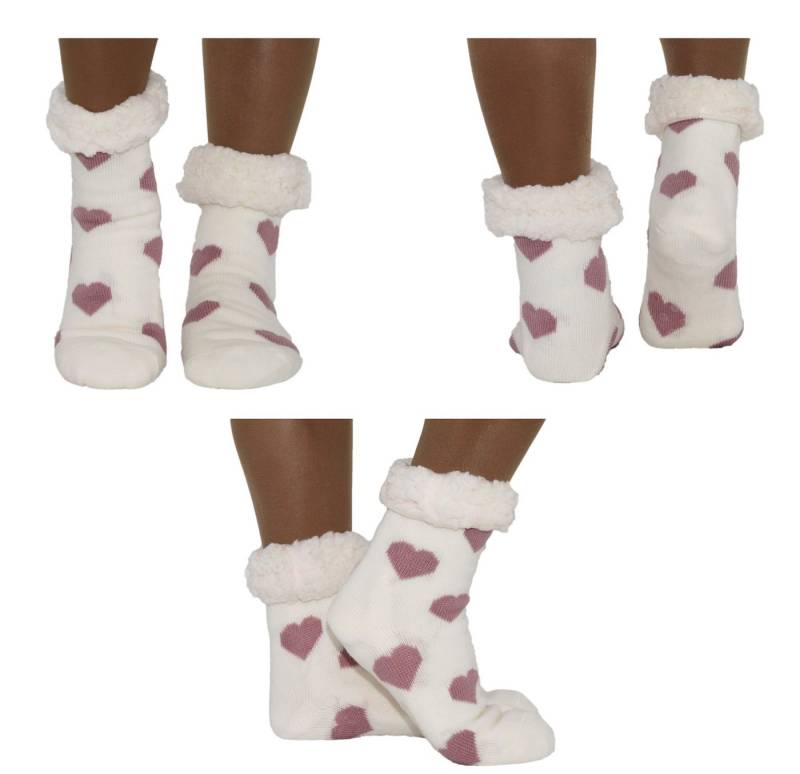 Markenwarenshop-Style Socken Hüttensocken Hüttenschuhe Socken mit Herzen Farbe: weiß_415 von Markenwarenshop-Style
