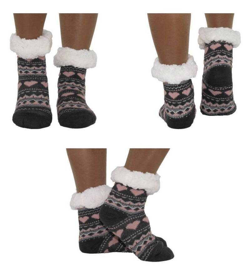 Markenwarenshop-Style Socken Hüttensocken Hüttenschuhe Socken mit Herzmotive Farbe: braun 422 von Markenwarenshop-Style