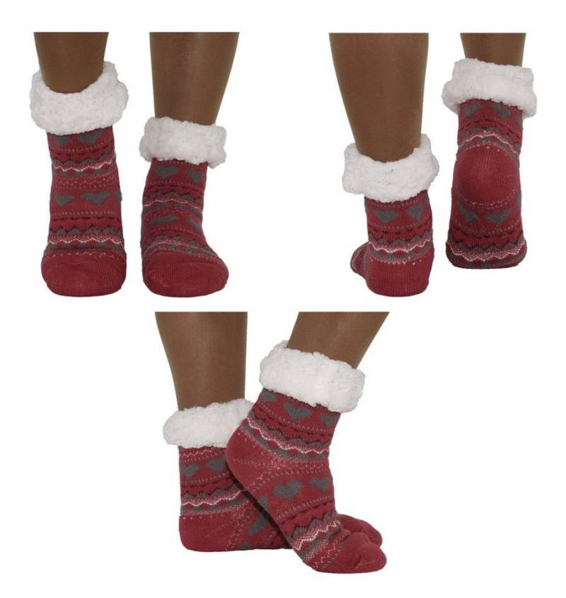 Markenwarenshop-Style Socken Hüttensocken Hüttenschuhe Socken mit Herzmotive Farbe: rot 417 von Markenwarenshop-Style