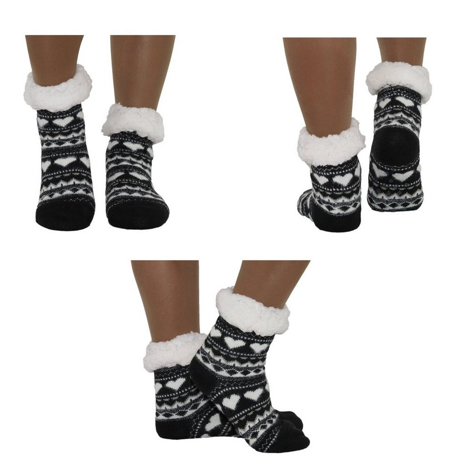 Markenwarenshop-Style Socken Hüttensocken Hüttenschuhe Socken mit Herzmotive Farbe: schwarz 419 von Markenwarenshop-Style