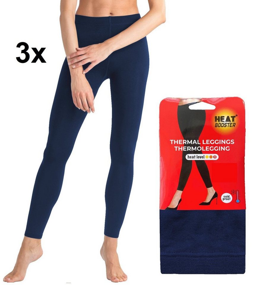 Markenwarenshop-Style Thermoleggings 3er Set Damen Thermo Leggings HEAT BOOSTER Gr, 2XL/3XL Blau von Markenwarenshop-Style