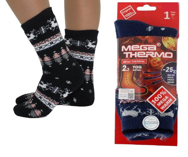 Markenwarenshop-Style Thermosocken Warme Socken Thermo Mega Winter Socken Hirsche 39-42 Farbe: schwarz von Markenwarenshop-Style