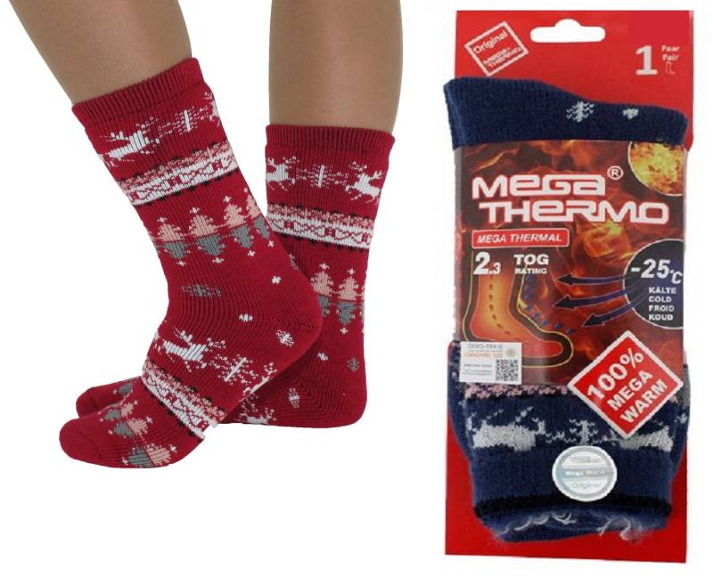 Markenwarenshop-Style Thermosocken Warme Socken Thermo Mega Winter Socken Hirsche 39-42 Farbe: rot von Markenwarenshop-Style