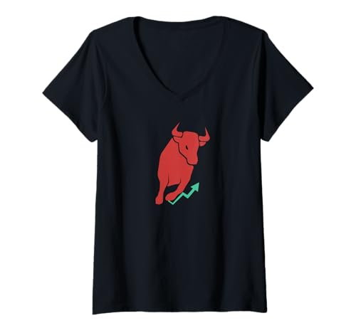 Damen Investorendesign für Bullenmarkt-Aktienhandel T-Shirt mit V-Ausschnitt Damen Investorendesign für Bullenmarkt-Aktienhandel T-Shirt mit V-Ausschnitt von Market Beast Apparel