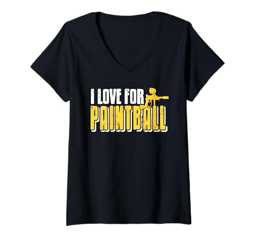 Damen Ich Lebe Für Paintball Leidenschaft Spiel Fan T-Shirt mit V-Ausschnitt von Markierer Taktik Kampfspiel Spieler Fan