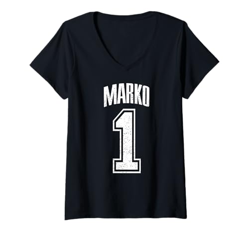 Damen Marko Supporter Number 1 Größter Fan T-Shirt mit V-Ausschnitt Damen Marko Supporter Number 1 Größter Fan T-Shirt mit V-Ausschnitt von Marko Support Kleidung & Geschenke für Fans