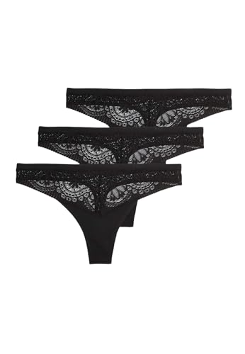 Marks & Spencer 3Er-Pack Body Soft™-Tangas Mit Spitze Damen Schwarz UK 18 (EU 46) von Marks & Spencer