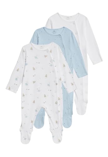 Marks & Spencer 3Er-Pack Schlafanzüge Aus Reiner Baumwolle Mit Raketen- Und Sternmuster (2,9 Kg–3 J.) 18-24 Monate von Marks & Spencer