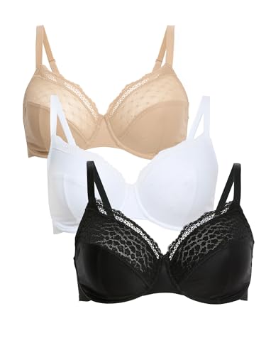 Marks & Spencer 3Er-Pack Vollschalen-Bügel-BHS (F–H) Damen Schwarz-Mix 95 von Marks & Spencer