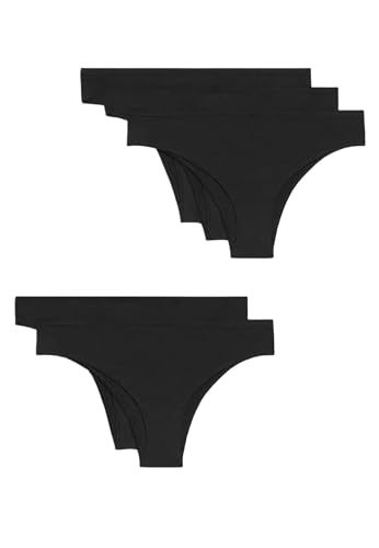 Marks & Spencer 5Er-Pack Brazilian-Slips Aus Baumwolle Und Modal Ohne Sichtbare Abdrücke Damen Schwarz UK 18 (EU 46) von Marks & Spencer