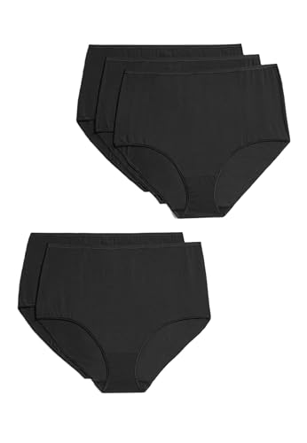 Marks & Spencer 5Er-Pack Taillenslips Mit Hohem Baumwoll- Und Modalanteil Ohne Sichtbare Abdrücke Damen Schwarz UK 10 (EU 38) von Marks & Spencer