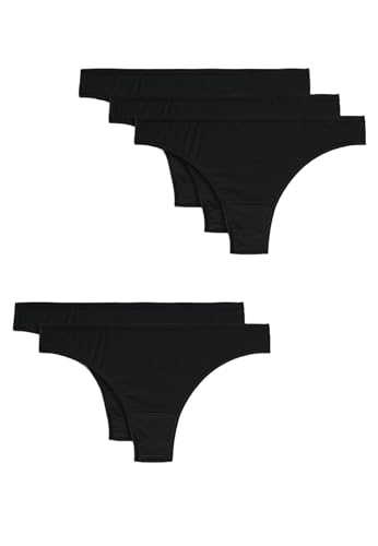 Marks & Spencer 5Er-Pack Tief Sitzende Tangas Aus Mikrofaser Damen Schwarz UK 20 (EU 48) von Marks & Spencer