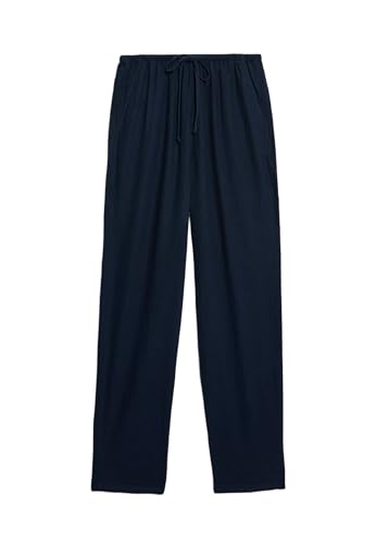 Marks & Spencer Schmal Zulaufende Hose Mit Hohem Leinenanteil Und Kordelzug Damen Marineblau UK 20 (EU 48) von Marks & Spencer