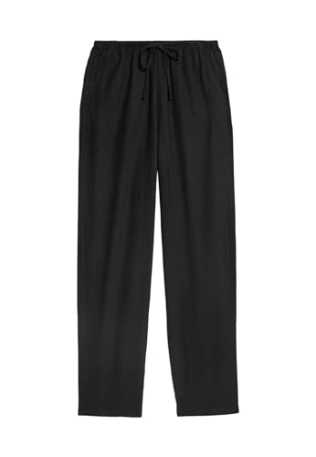 Marks & Spencer Schmal Zulaufende Hose Mit Hohem Leinenanteil Und Kordelzug Damen Schwarz UK 8 (EU 36) von Marks & Spencer